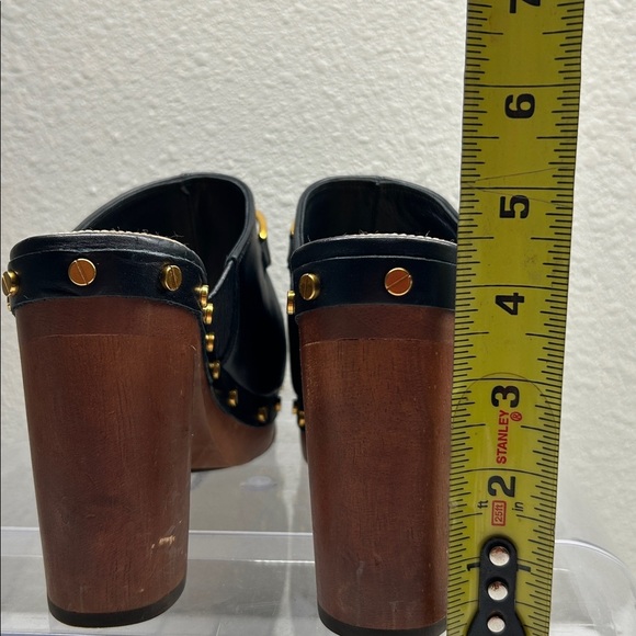 Veronica Beard Giles Block Heel Mule Clogs, Black,Size 8M Bohemian leather Heel - Picture 6 of 12